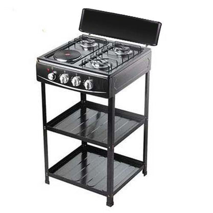 4-in-1 Gas Stove: 3 Burner + Hot Plate with Stand – Durable & Efficient Cooking Solution