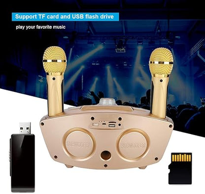 Dual Wireless Microphone Bluetooth Karaoke Speaker Set | Portable Karaoke System for Home, Parties, and Events