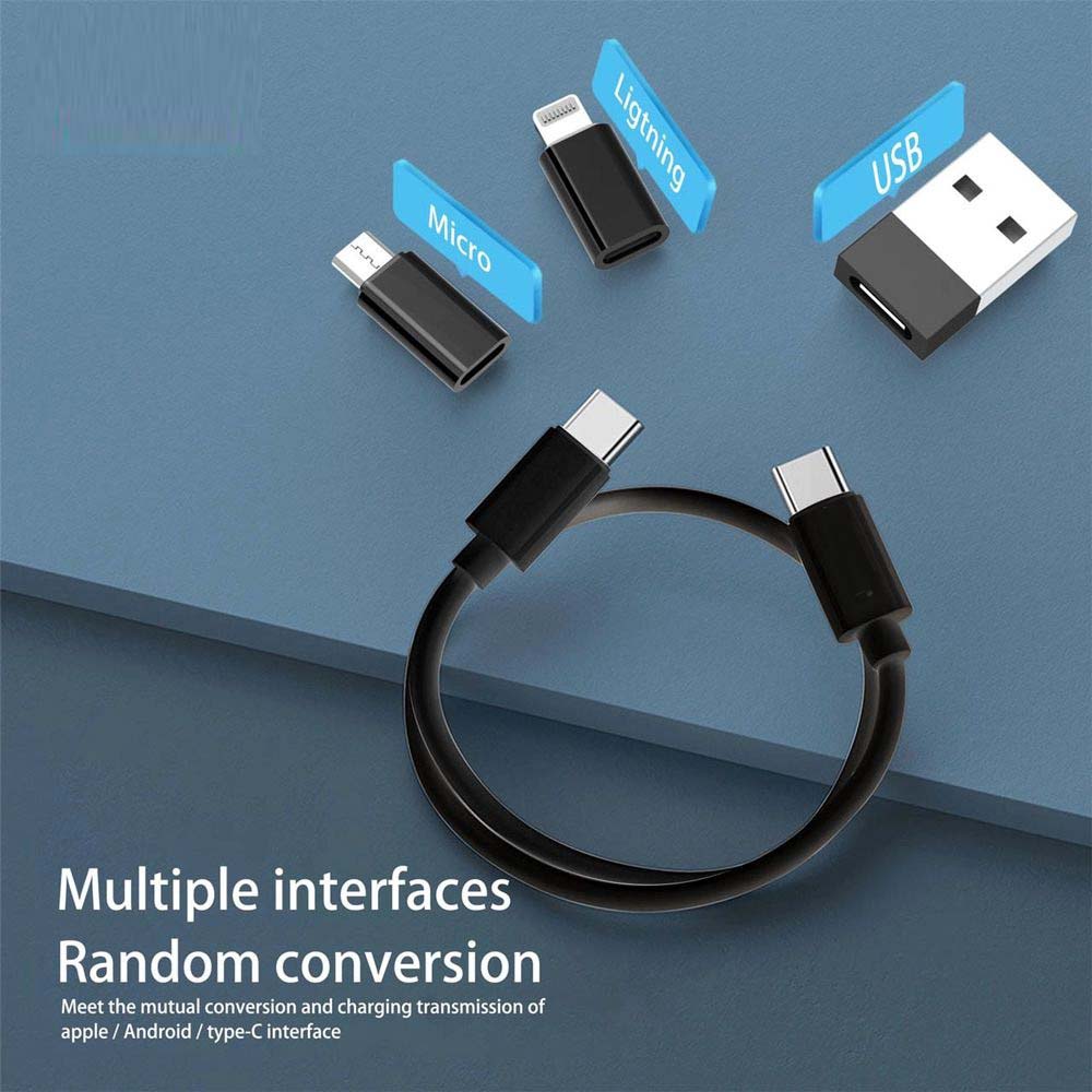 EC148 Type C USB Charging Cable | Multi-Function Portable USB Adapter Card Storage Set | 4-in-1 Data Cable with USB-A, Micro-USB, Lightning Adapters