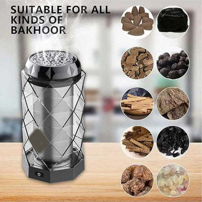 Elegant USB Rechargeable Incense Burner – Portable Oud and Bakhoor Burner for Home, Office, and Car (Grey)