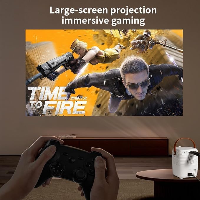 Portable Mini Projector | 1080P with 4K Ultra Clarity, Android 10.0, 5G Wi-Fi, Bluetooth, HDMI | Perfect for Home Cinema, Classroom, Office
