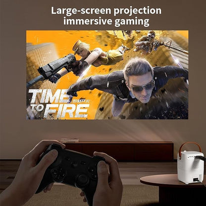 Portable Mini Projector | 1080P with 4K Ultra Clarity, Android 10.0, 5G Wi-Fi, Bluetooth, HDMI | Perfect for Home Cinema, Classroom, Office