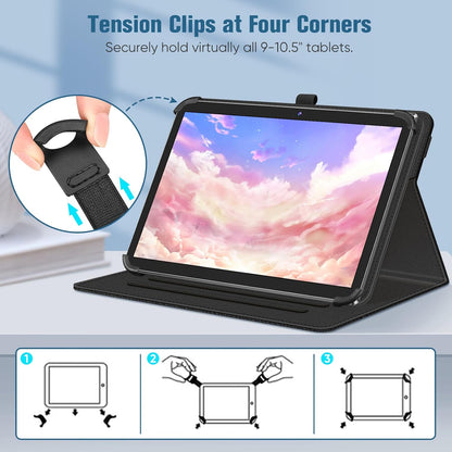 360° Rotating Case for Universal 10/11-inch" Tablets - Premium Leather w/Auto Sleep/Wake & Multi-Angle Stand (Multi Colour)