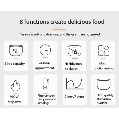 Multifunctional Rice Cooker | Pressure Cooker | Electric Pot 5L 1.8L | Slow Cooker | Steamer | Mini Smart Hot Pot | Portable Kitchen Appliances