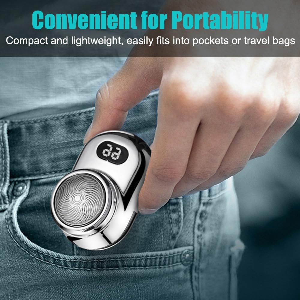 Fast Charging Digital Display Mini Shaver with Mirror | Portable USB-C Rechargeable Electric Shaver | Compact Travel Shaver for Men - Upgrade with High-Performance Blades