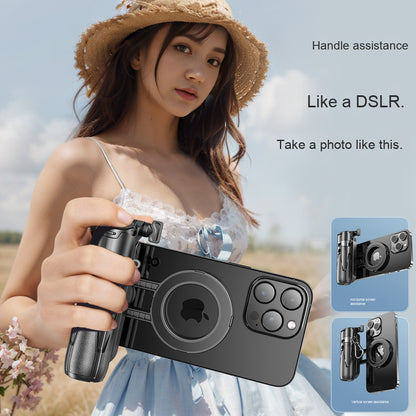 P15mini-C Magnetic Selfie Stick - Bluetooth Remote, 47.5cm Extendable, Multifunctional Camera Assistant for iPhone/Android