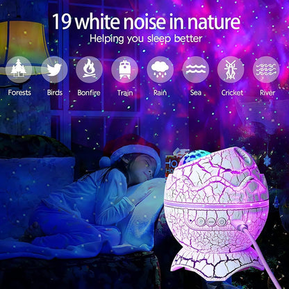 Galaxy Projector Dinosaur Egg – Sky Night Light with Bluetooth Music and Laser Lamp for Room and Party Decor
