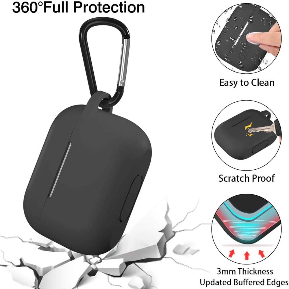 AC05 AirPods Pro Protective Case. Shockproof silicone cover with carabiner clip. Wireless charging compatible & LED visible.