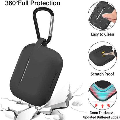 AC05 AirPods Pro Protective Case. Shockproof silicone cover with carabiner clip. Wireless charging compatible & LED visible.