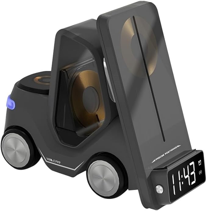 T20 Multifunctional Wireless Charging Station – 5-in-1 Fast Charger with Alarm Clock, Multi-Device Compatibility (Multi)