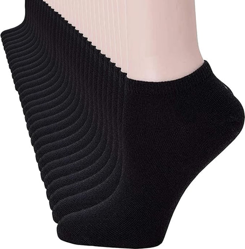 12 Pairs Ultra Thin Breathable Ankle Socks for Men & Women - Cool Summer Comfort Low Cut Socks (Black)
