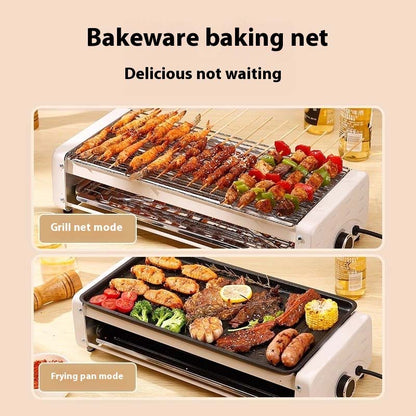 Electric Smokeless Grill - Nonstick Indoor Griddle Pan for Frying, Baking & Stewing, Adjustable Temp, Easy Clean, White