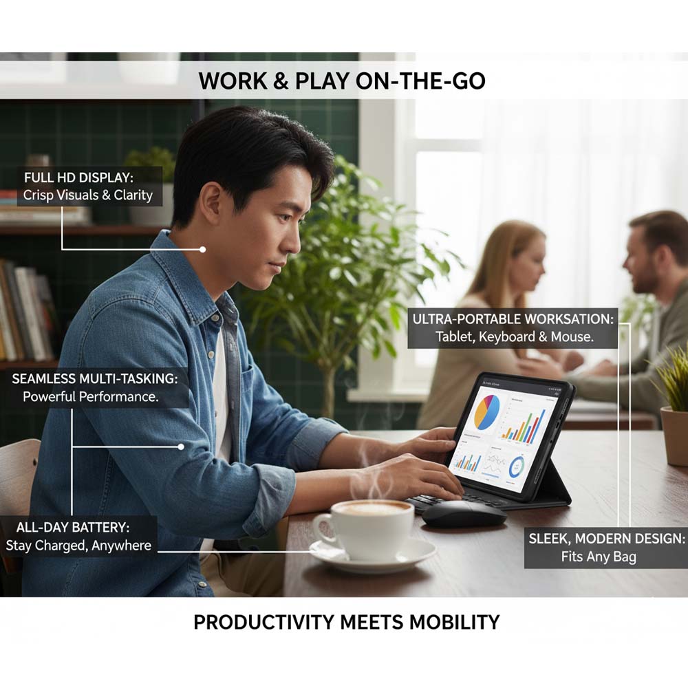 Tab 91 10.1-inch Android Tablet. Octa-core processor, 8MP+13MP cameras, 5000mAh battery & Android 15 for smooth performance.