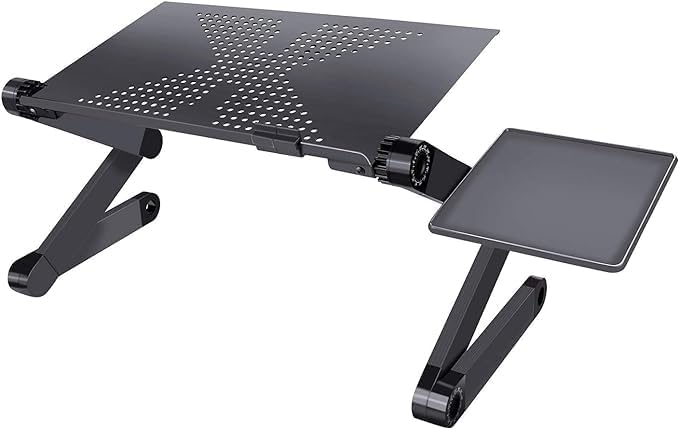 Adjustable Aluminum Laptop Desk | Ergonomic and Portable Folding Table Stand for Bedside or Couch Use | Perfect for Laptops and Tablets