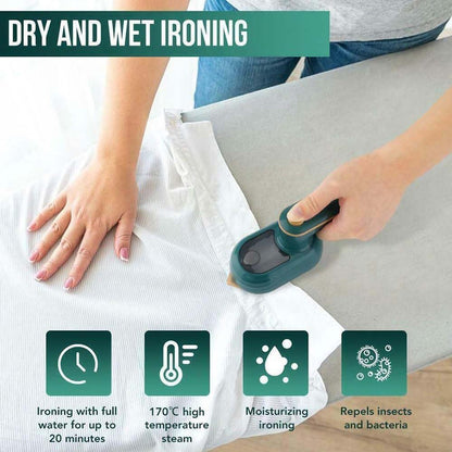 Handheld Steam Iron - 2-in-1 Garment Steamer & Dry Iron, Fast Heating, Rotatable Handle for Home & Travel