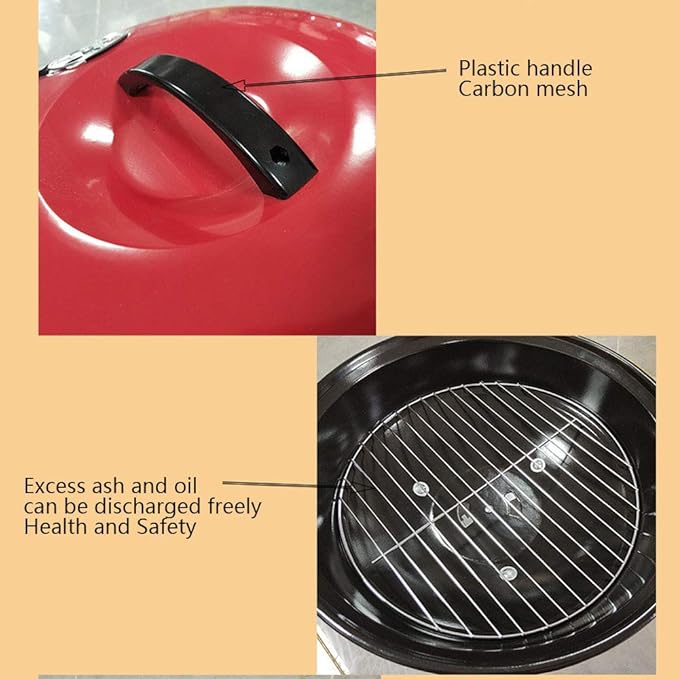 Large Charcoal Barbecue with Wheels and Stainless Steel Grill | Perfect for Family BBQ Parties Outdoors