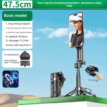 P15mini-C Magnetic Selfie Stick - Bluetooth Remote, 47.5cm Extendable, Multifunctional Camera Assistant for iPhone/Android