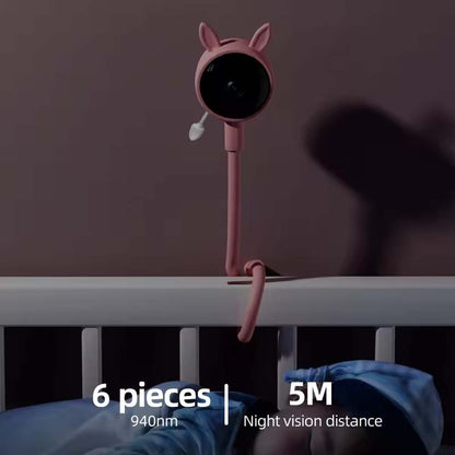 Smart WiFi Baby Monitor - No Glow Night Vision Camera with Bluetooth Remote, 360° Coverage for Child Safety