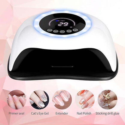 UV LED 168W Nail Lamp - Professional Nail Dryer with 42 LEDs for Gel Nail Polish, Fast Curing Nail Light with 4 Timer Settings, Colorful LED Ring & Smart Sensor, Perfect for Salon and Home Use