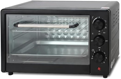 25L Electric Oven – Compact Countertop Oven with Even Heat Distribution, Timer, Baking Tray & Wire Rack for Baking, Roasting & Grilling