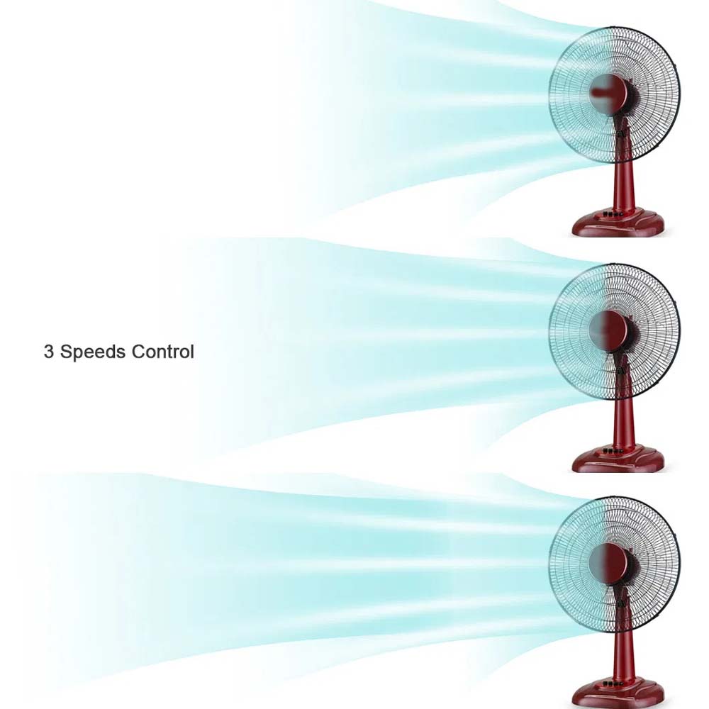 MTF-425 16" Table Fan - 3-Speed Adjustable Tilt, Quiet Operation for Home & Office
