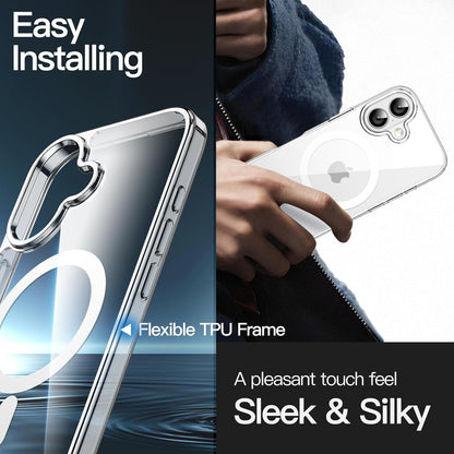 Magnetic Case for iPhone 17 6.3" - MagSafe Compatible, Shockproof Bumper, Anti-Scratch Clear Back (Transparent Design)