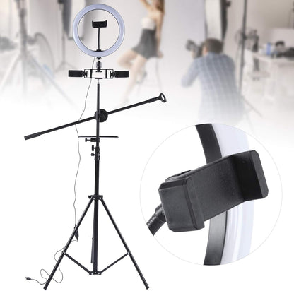 Ring Light Sound Card Tray with Live Microphone Stand | Adjustable Threaded Clamp Clip | Tripod Bracket Accessories with Mobile Phone Holder