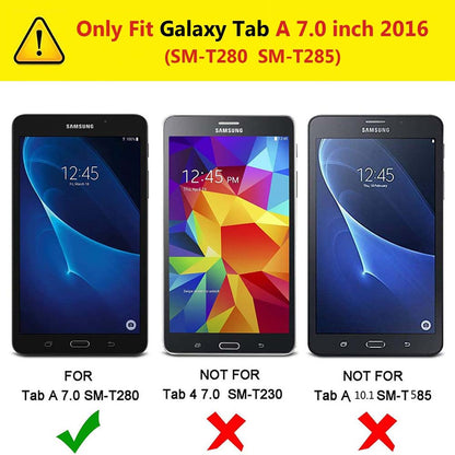 360° Rotating Stand Cover Compitable for Galaxy Tab A 7.0" 2016 Case -  SM-T280/T285, Full Protective PU Leather Case (Multi)