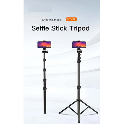 MT-39 2-in-1 Portable Tripod & Selfie Stick, Aluminum Foldable Stand with Adjustable Height, Lightweight Travel-Friendly for Smartphones & Cameras