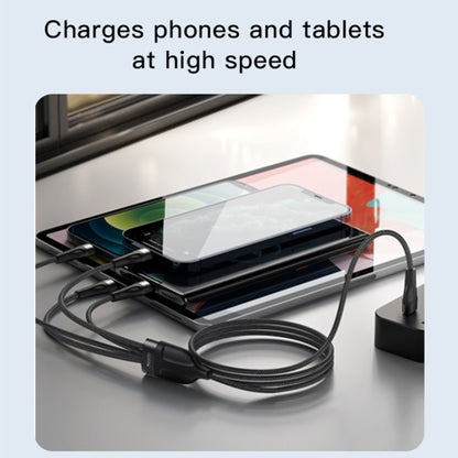 CA110 4-in-1 Type-C Data Cable – Multi-Device Charging Cable with 2 Type-C and 2 Lightning Connectors, 120cm Nylon Braided Fast Charger with Intelligent Constant Temperature Control, 20W 4A Output