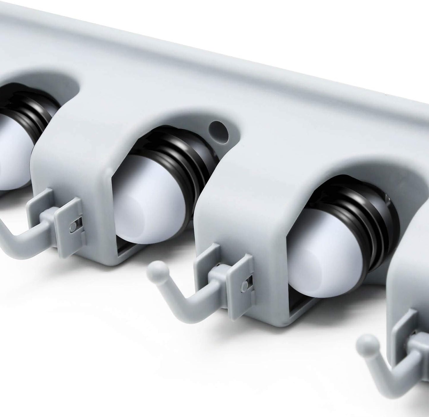 Tool Holder with Wax Handlebar | Wall-Mounted Mop Holder with 6 Hooks & 5 Quick-Release Clamps | Organize Mops, Brooms, and Tools