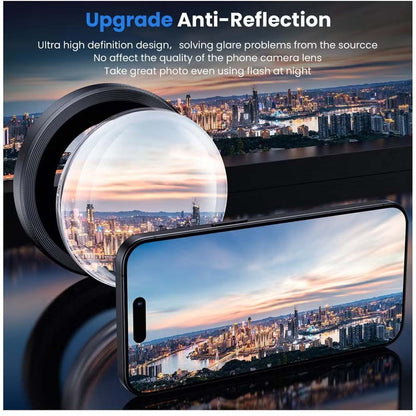 iPhone 14 Pro Max/15 Pro Camera Lens Protector - 3-Pack 9H Tempered Glass with Aluminum Alloy Ring (Black )