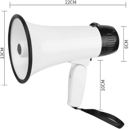 Portable Megaphone Bullhorn 25W Rechargeable with siren, music, recording & adjustable volume. Lightweight with strap.