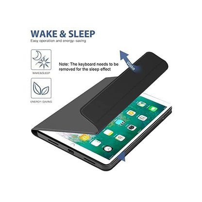 Keyboard Case Compatible with iPad Models | Ultra-Thin PU Leather Case | Wireless Detachable Keyboard | Pen Slot | Smart Arabic-English Keyboard