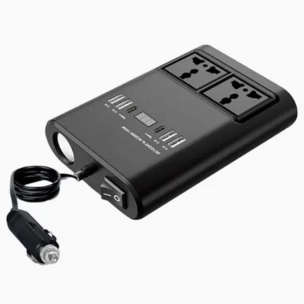 150W Universal Car Inverter - Multi-Port Travel Adapter with USB & AC Outlet for Global Use