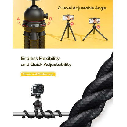 MT-25 Mini Flexible Tripod - Portable Phone & Camera Stand with Bendable Legs for Tabletop, Vlogging & Photography