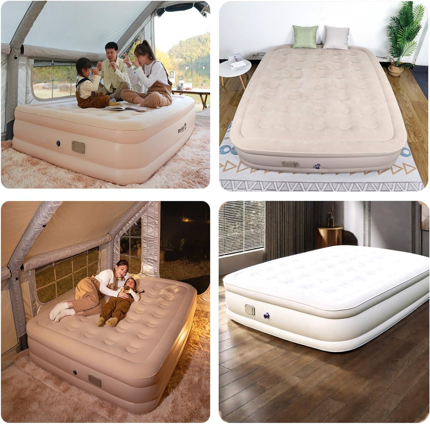 Air Mattress Queen with Built-in Pump - Inflatable Camping & Guest Mattress | Soft Flocked Top Blow-Up Bed | Durable, Foldable, and Comfortable | 80x60x18 Inches | Quick 1-3 Min Inflation