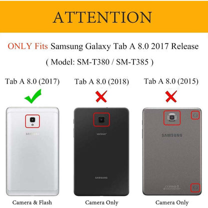 360° Rotating PU Leather Cover Compitable for Galaxy Tab A 8.0" 2017 Case - w/Auto Wake/Sleep for SM-T380/T385 (Multi)