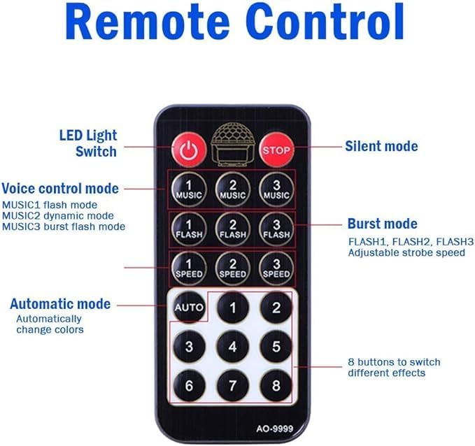 LED Disco Lights Party Lights | Rotating Crystal Magic Ball Lights for the Ultimate Party Atmosphere | Colorful Lighting for Any Occasion