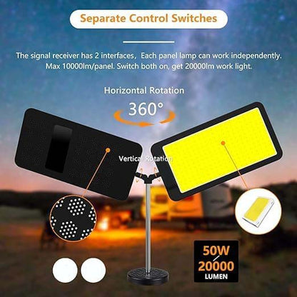 LED Work Light | 20000LM Dual-Head Adjustable, Magnetic Workshop and Camping Light | Bright, Portable, and Versatile