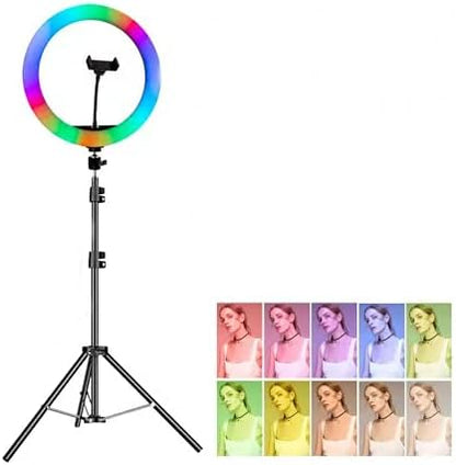 MJ38 RGB 25W Soft Ring Light | 38cm USB-Powered with Tripod & Smartphone Stand for Live Streaming and Content Creation