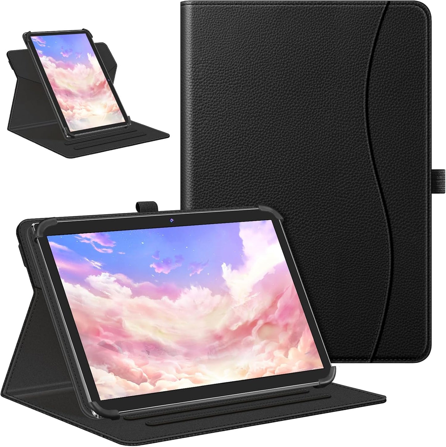 360° Rotating Case for Universal 10/11-inch" Tablets - Premium Leather w/Auto Sleep/Wake & Multi-Angle Stand (Multi Colour)