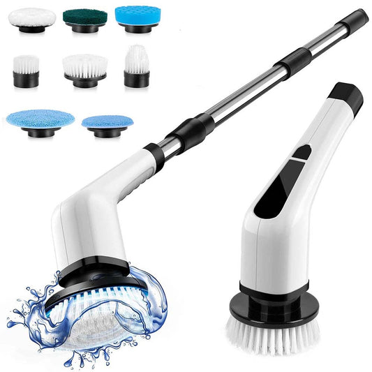 Cordless Electric Spin Scrubber - 7 Replaceable Brushes for Shower, Tub & Tile Cleaning, Baby-Safe Plastic Material