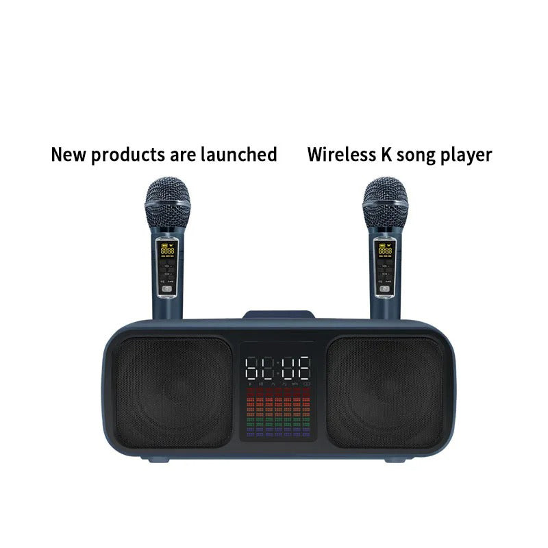 S39 Karaoke Speaker | Dual Horns, Wireless Dual Microphones | Mobile Entertainment & TV Karaoke All-In-One (Golden)