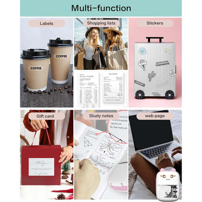 Portable Mini Sticker Printer. Inkless Bluetooth thermal printer for photos, memos & diary. iOS/Android compatible. Print on-the-go.