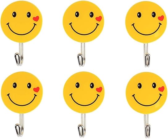 Wall Hanging Hook Set | 9-Piece Emoji Face Hooks with Strong Poster Adhesive