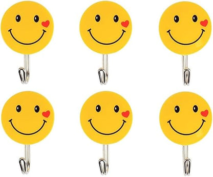 Wall Hanging Hook Set | 9-Piece Emoji Face Hooks with Strong Poster Adhesive