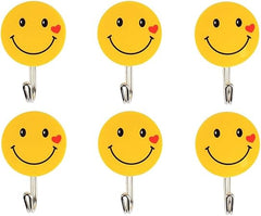 Wall Hanging Hook Set | 9-Piece Emoji Face Hooks with Strong Poster Adhesive