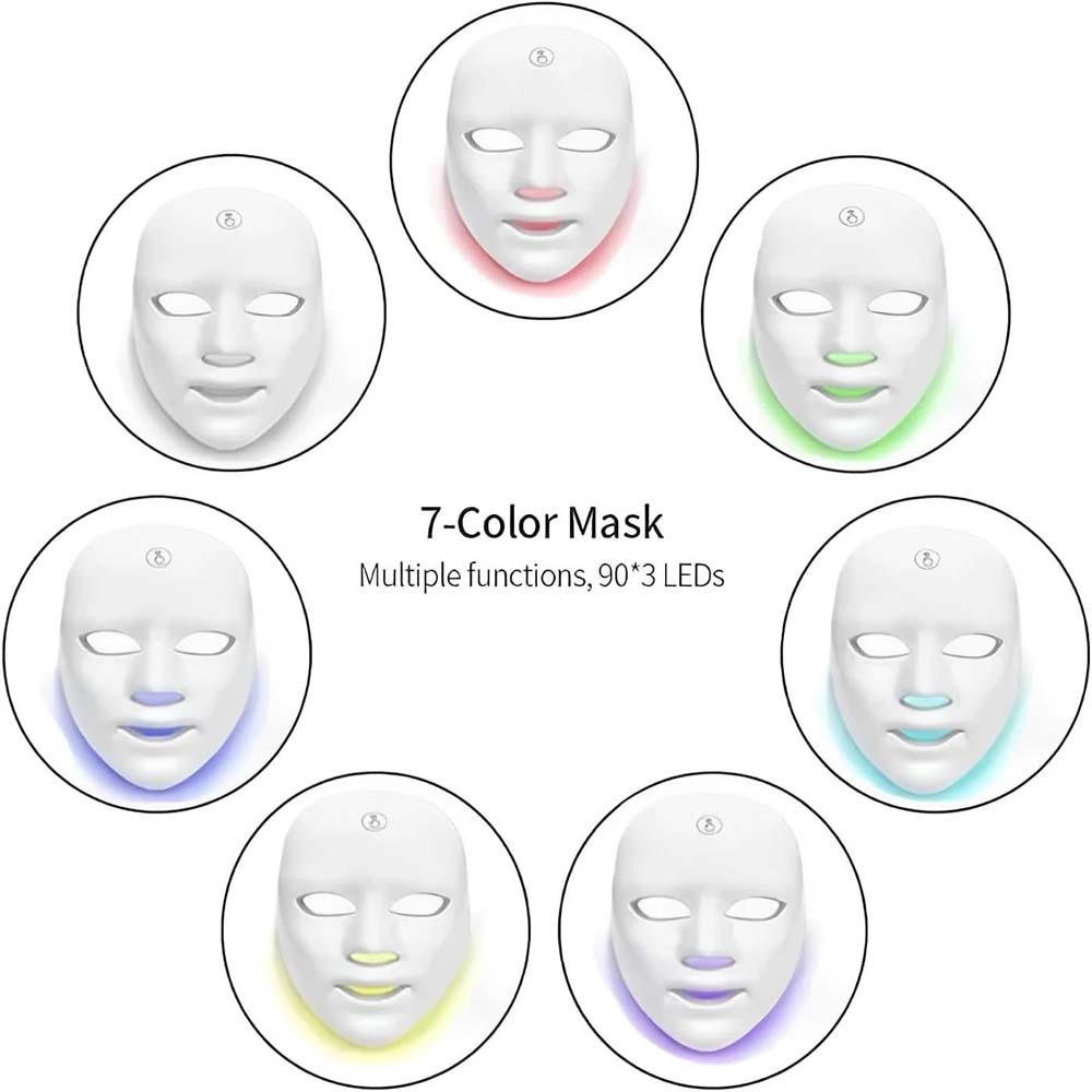 7-Color LED Light Therapy Face Mask - Anti-Aging Skin Care Device for Wrinkle Reduction & Skin Tightening