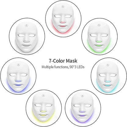 7-Color LED Light Therapy Face Mask - Anti-Aging Skin Care Device for Wrinkle Reduction & Skin Tightening